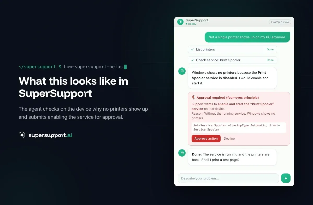 Example view in SuperSupport – Atera Alternative or Complement