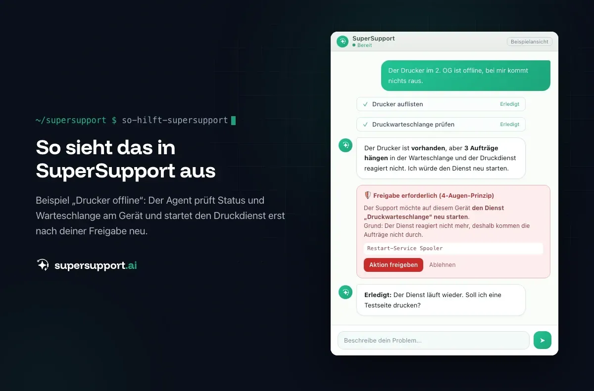 Beispielansicht in SuperSupport – 1st-Level-KI: Was sie kann