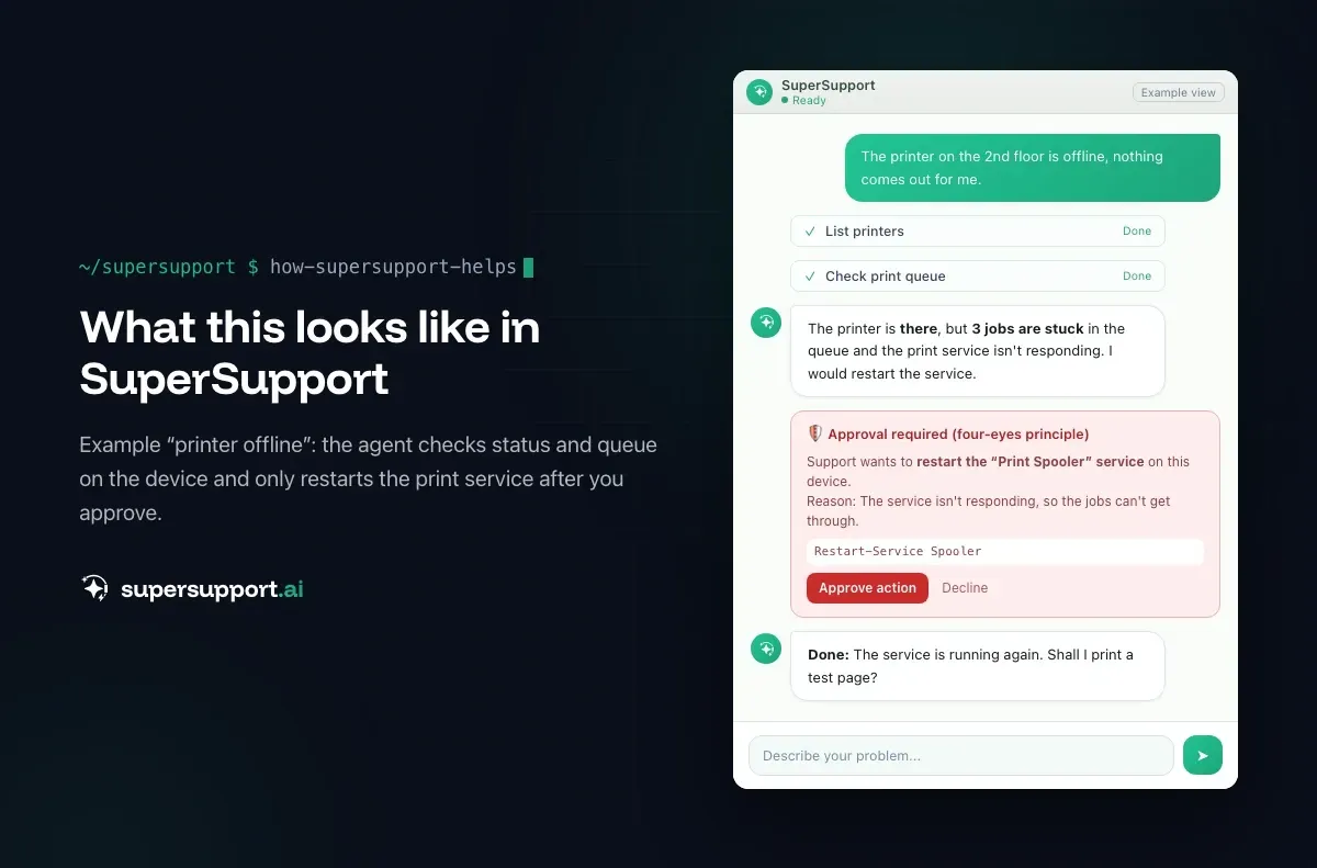 Example view in SuperSupport – 1st-Level AI Support: What It Can and Can't Do