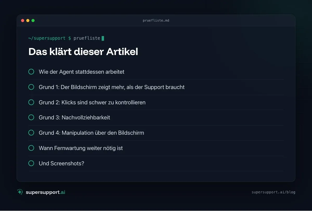 Warum SuperSupport nicht den Bildschirm übernimmt – das klärt der Artikel