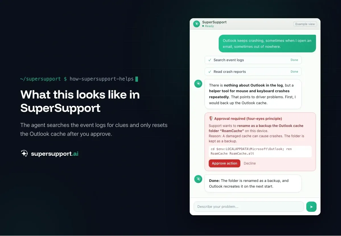 Example view in SuperSupport – Outlook Keeps Crashing: Find the Cause and Fix It for Good