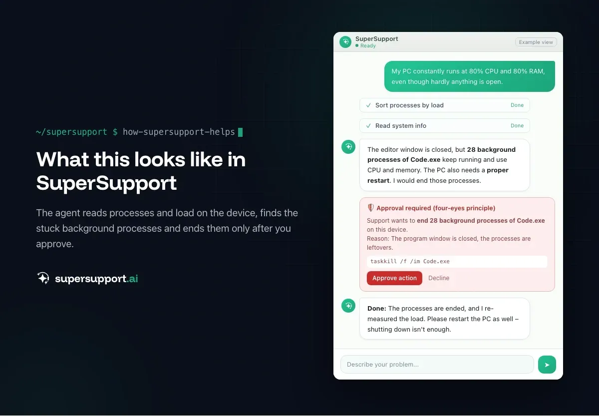 Example view in SuperSupport – High CPU and RAM Usage: Find the Cause in 5 Steps