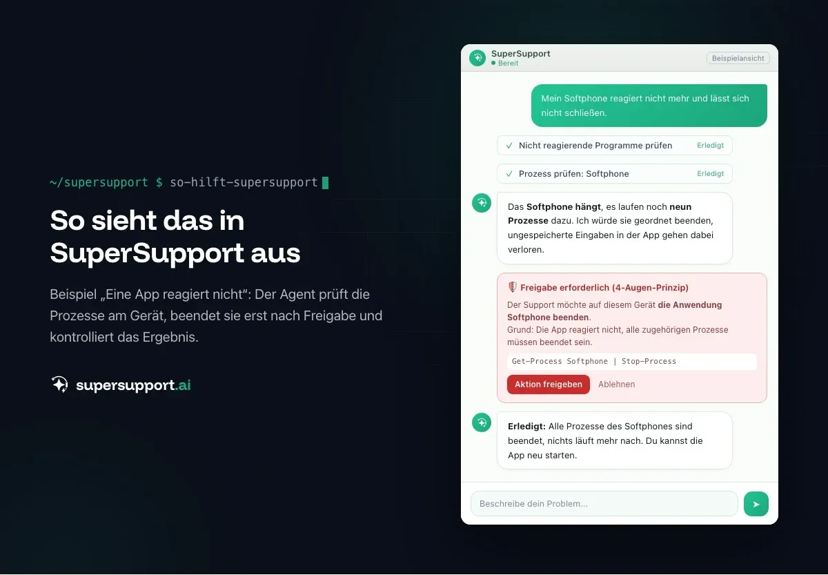 Beispielansicht in SuperSupport – TOPdesk Alternative: Wann ein KI-Support besser passt