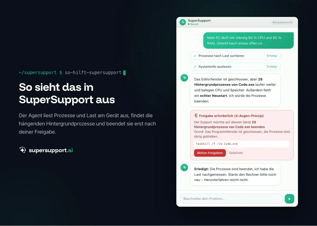 Beispielansicht in SuperSupport – Hohe CPU- und RAM-Auslastung: Ursache in 5 Schritten finden