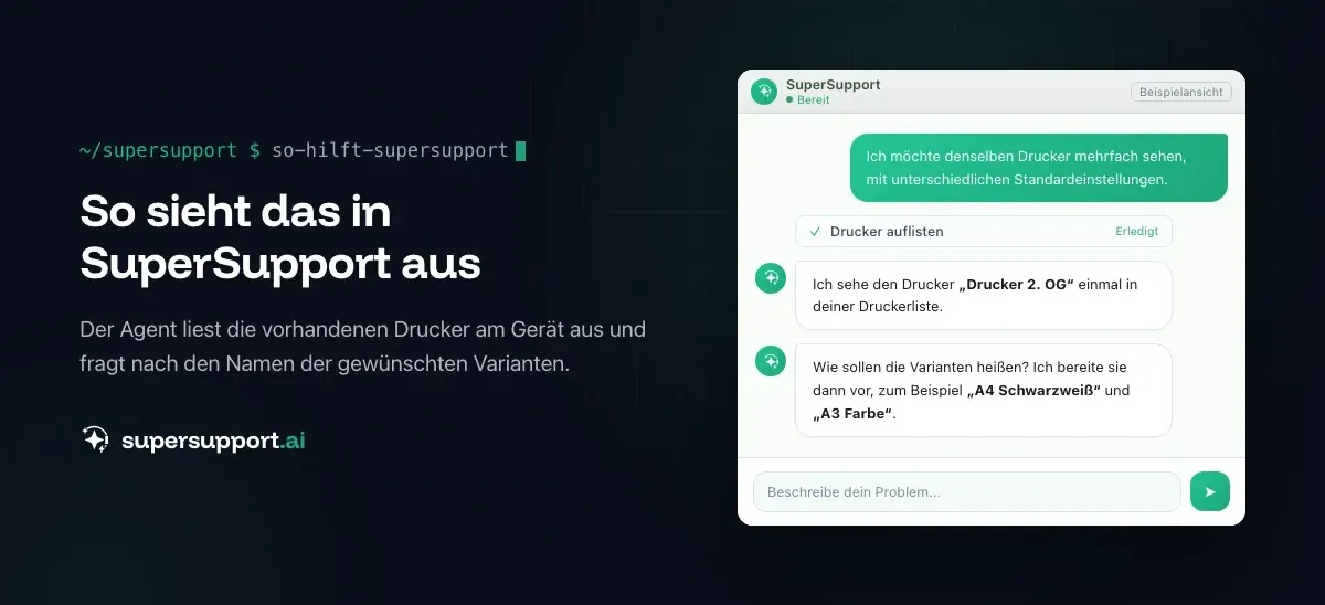 Beispielansicht in SuperSupport – Matrix42 Alternative: Wann ein KI-Support besser passt