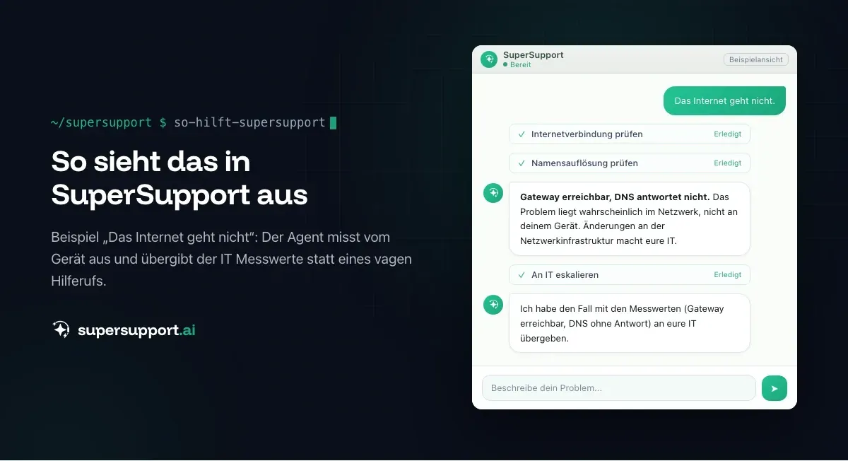 Beispielansicht in SuperSupport – Warum SuperSupport keine Firewall-Regeln ändert