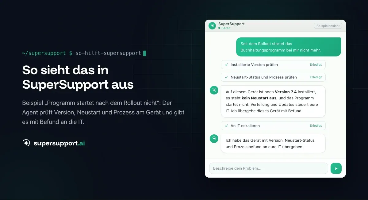Beispielansicht in SuperSupport – Warum SuperSupport keine Software an alle Geräte verteilt