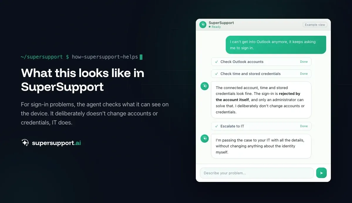 Example view in SuperSupport – Why SuperSupport Does Not Reset Passwords