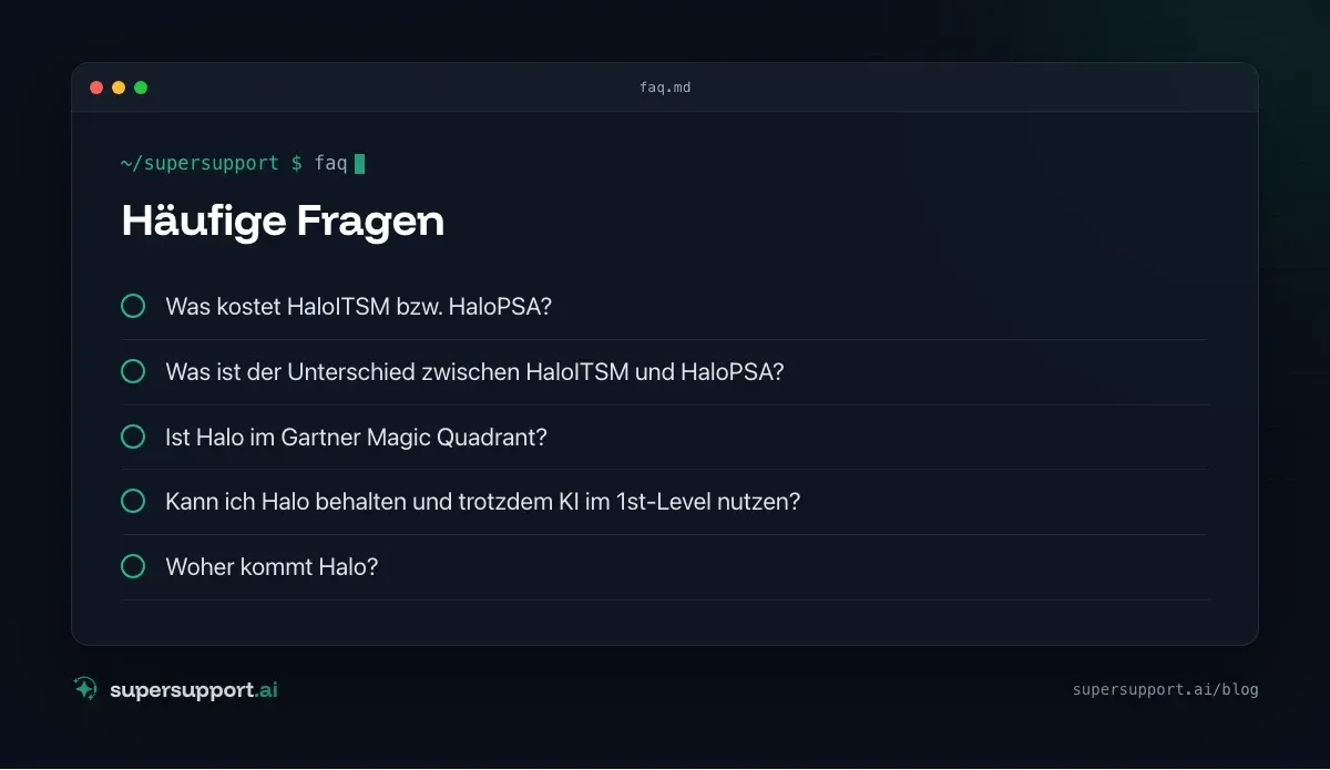 HaloITSM & HaloPSA Alternative oder Ergänzung – häufige Fragen