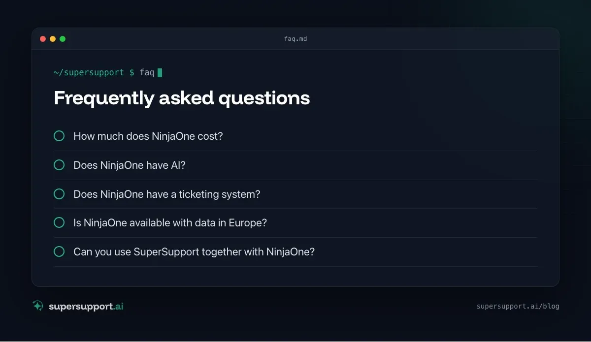 NinjaOne Alternative or Complement – frequently asked questions