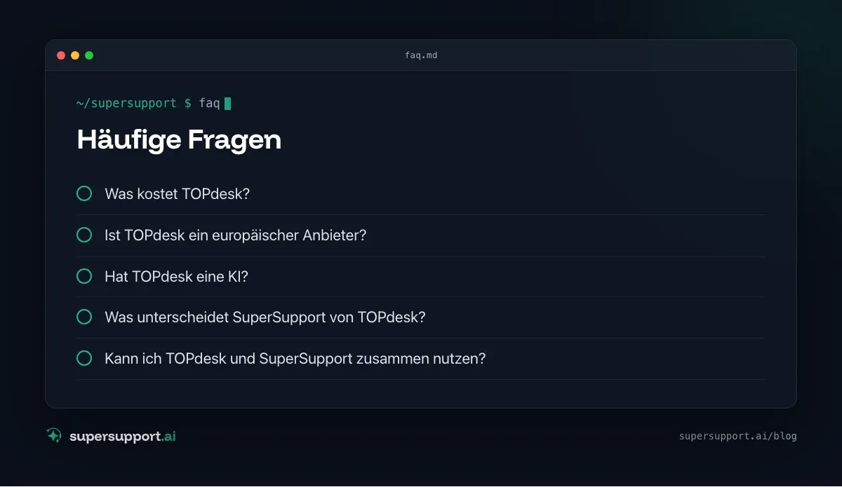 TOPdesk Alternative: Wann ein KI-Support besser passt – häufige Fragen