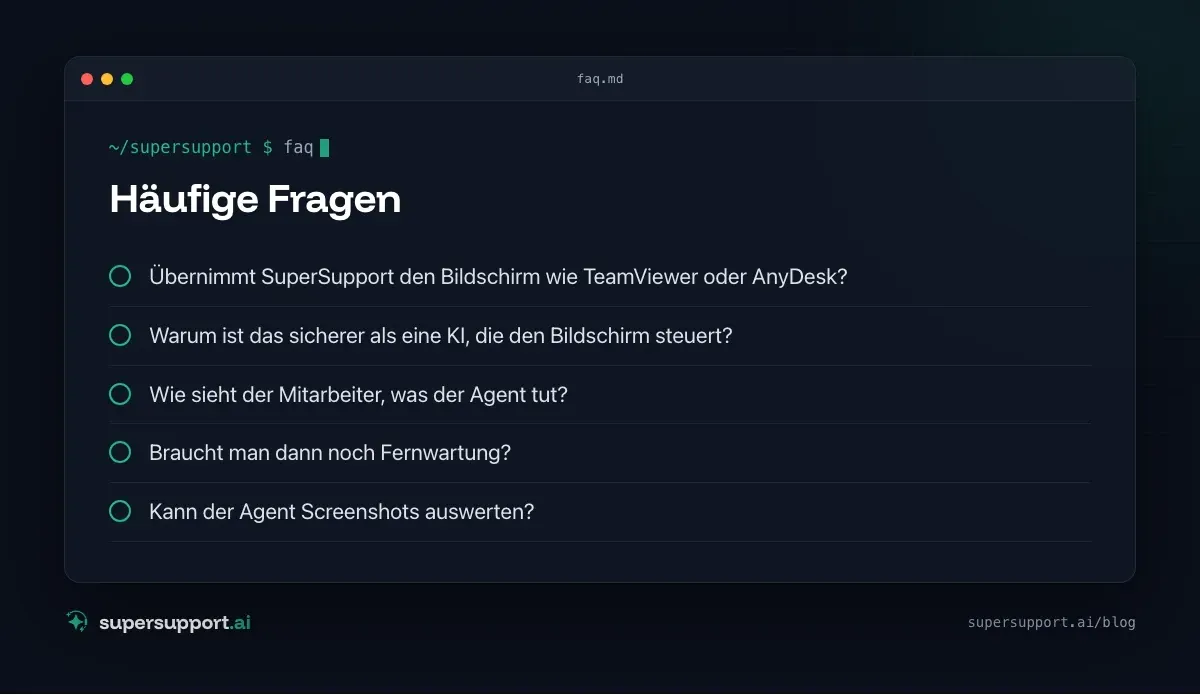 Warum SuperSupport nicht den Bildschirm übernimmt – häufige Fragen
