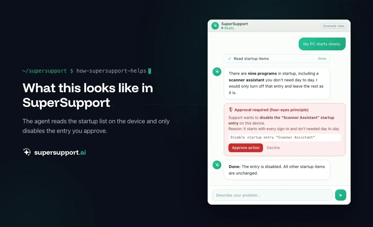 Example view in SuperSupport – Freshservice Alternative or Add-On