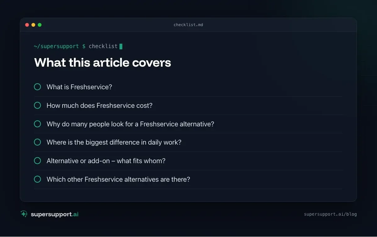 Freshservice Alternative or Add-On – what this article covers