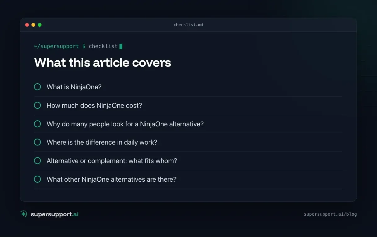 NinjaOne Alternative or Complement – what this article covers