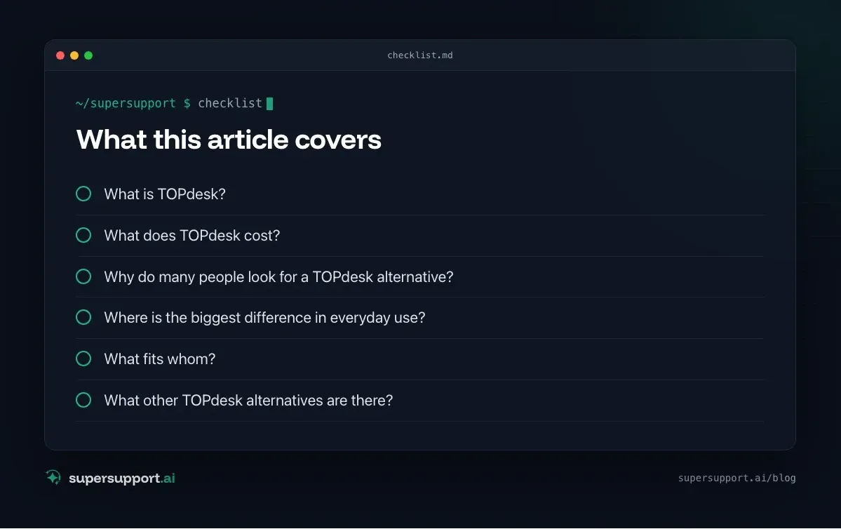 TOPdesk Alternative: When AI Support Fits Better – what this article covers