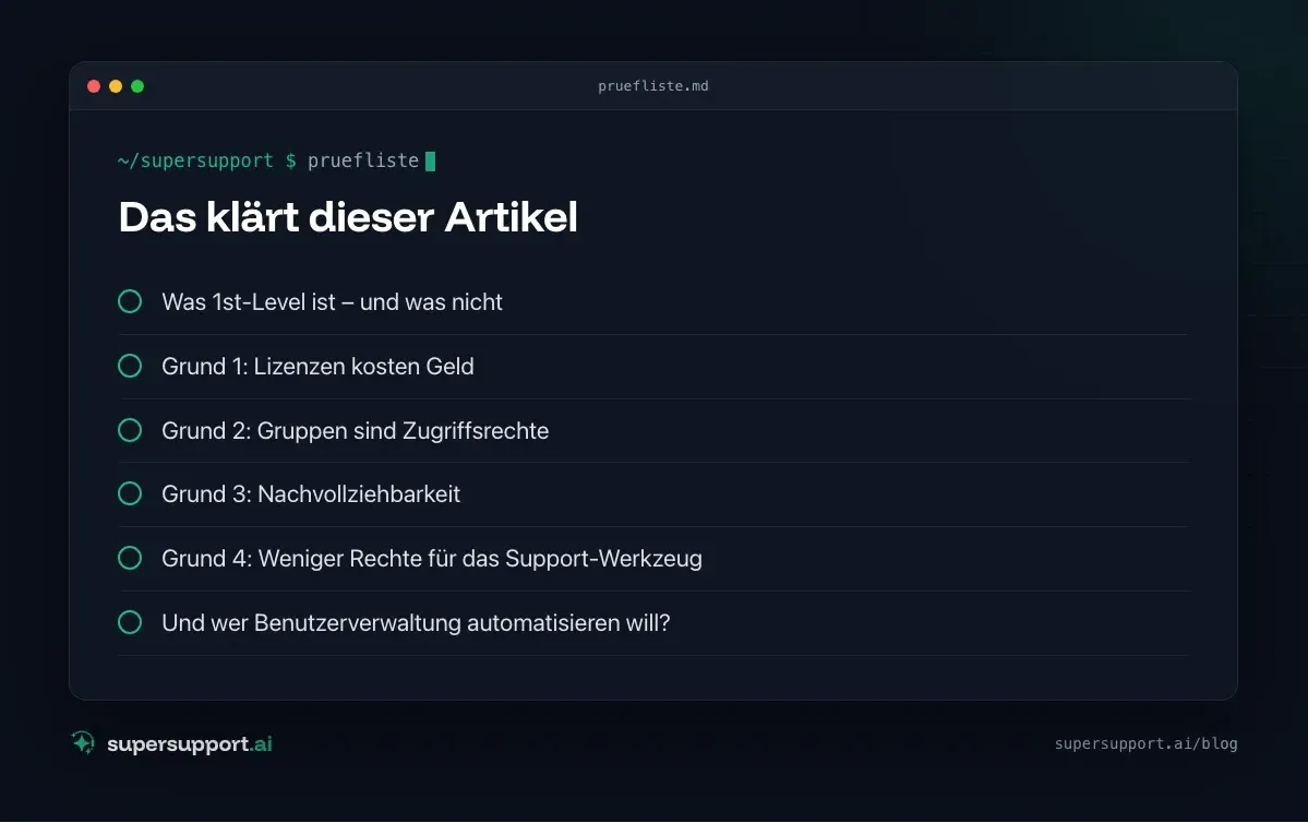 Warum SuperSupport keine Benutzer und Lizenzen verwaltet – das klärt der Artikel