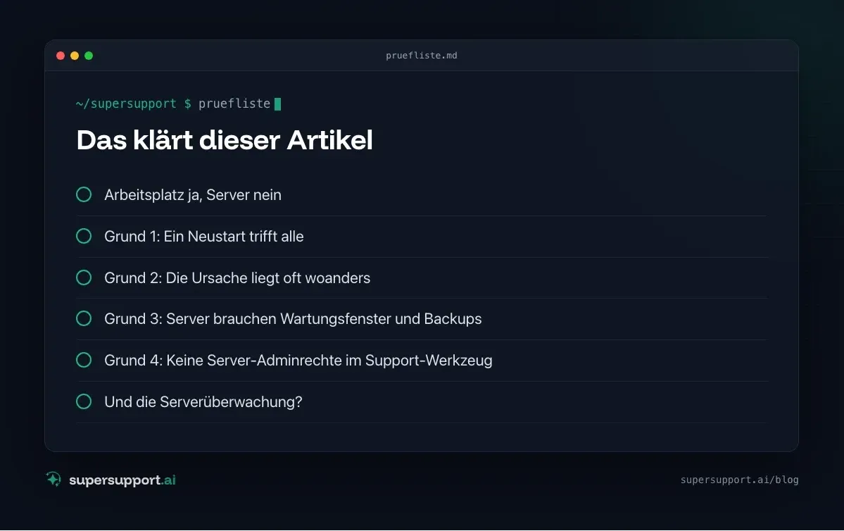 Warum SuperSupport keine Server neu startet – das klärt der Artikel