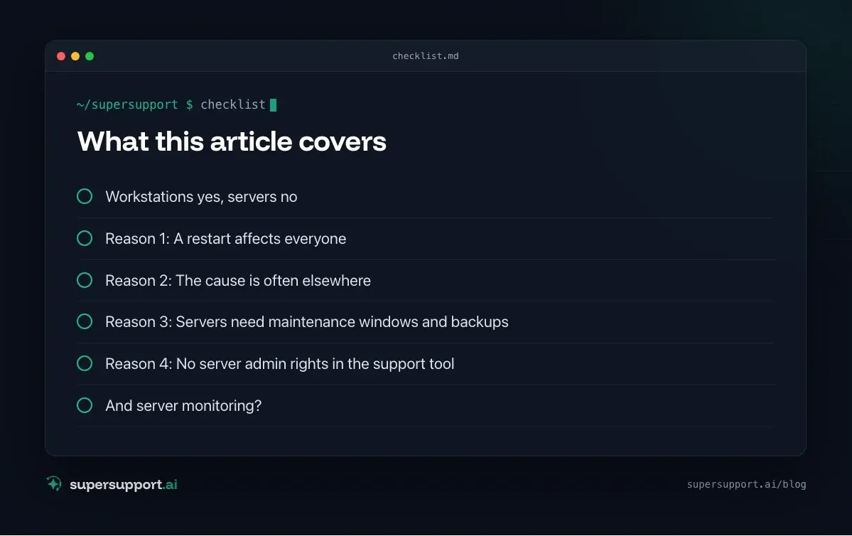 Why SuperSupport Doesn't Restart Servers – what this article covers