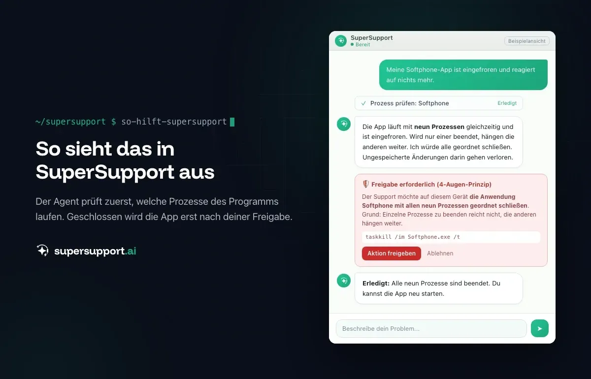 Beispielansicht in SuperSupport – Programm reagiert nicht: So beendest du es richtig