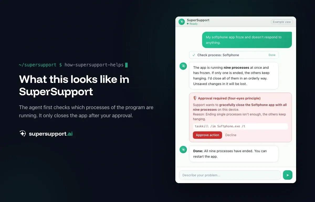 Example view in SuperSupport – Program Not Responding: How to Close It Properly